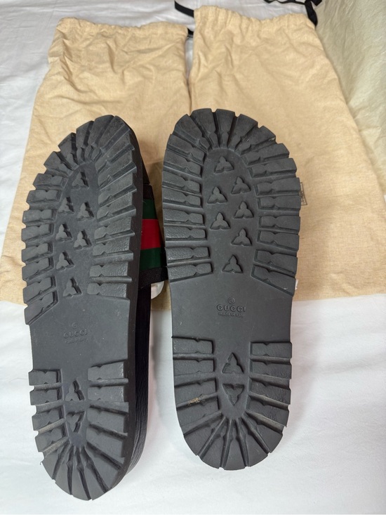Gucci Black Slides with Green & Red Web Stripes main image 7